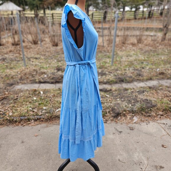 NWT Adyson Parker Blue Midi Dress Sleeveless Size Large - Picture 6 of 12